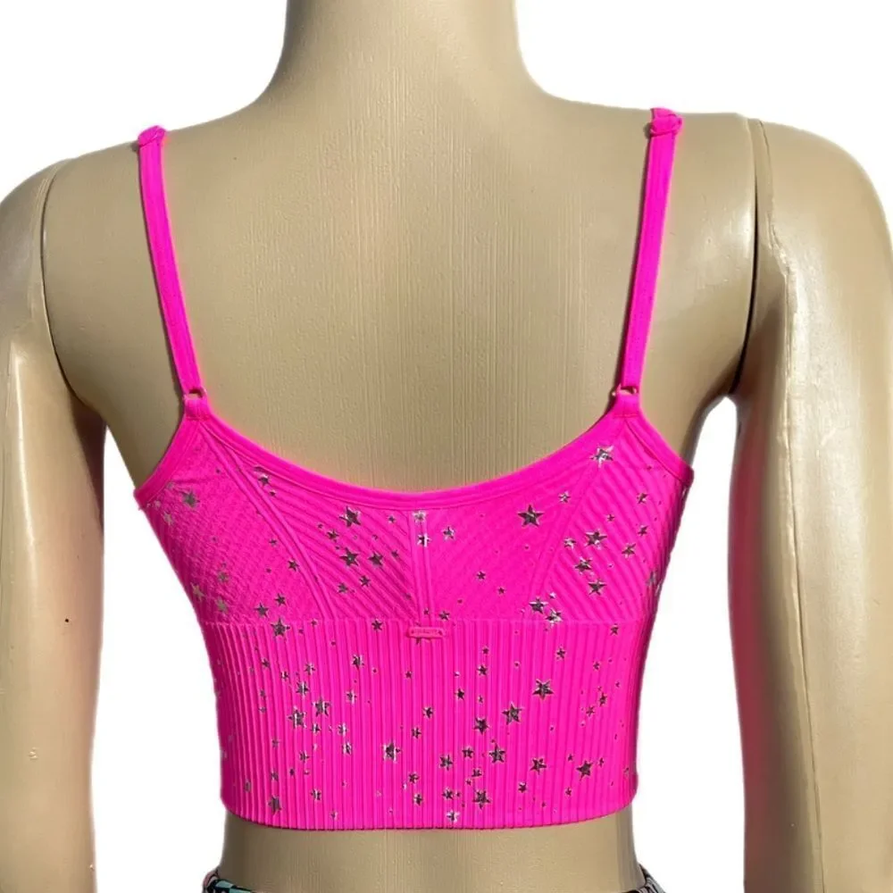 Victorias Secret PINK Active Seamless Sports Bra Lightly Padded longline pink S